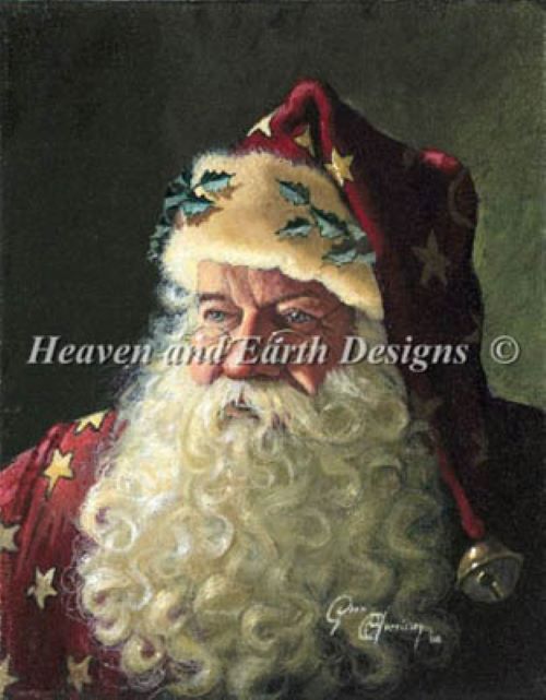 Portrait of Father Christmas with 75pcs DMC by heaven and Earth designs