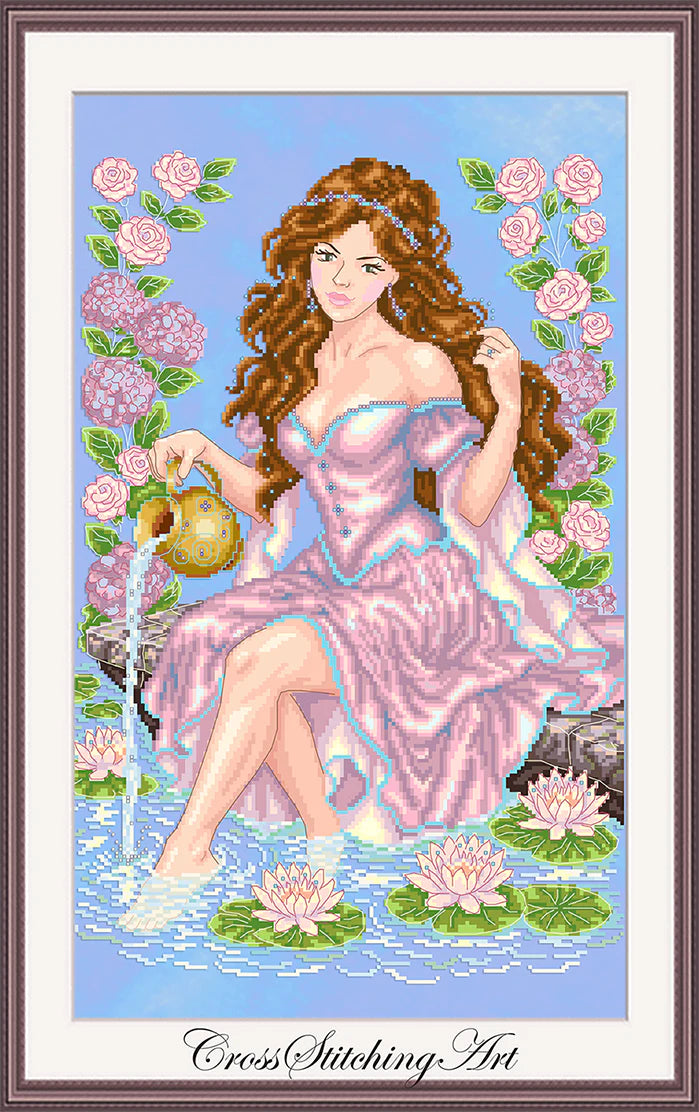 SALE! AVELINE, Lady of Lilies by Cross stitching Art