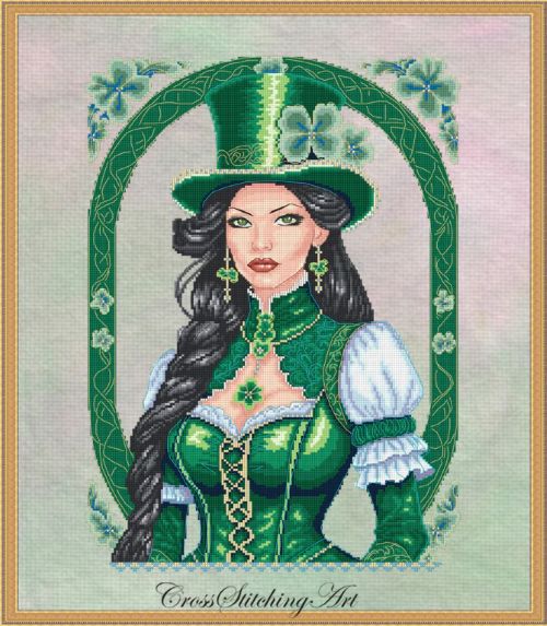 LADY LUCK by CSA with Digital Chart and embellishment with Special Threads
