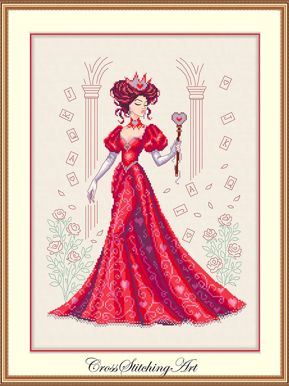 SALE! REINA, QUEEN OF HEARTS by Cross Stitching Art design