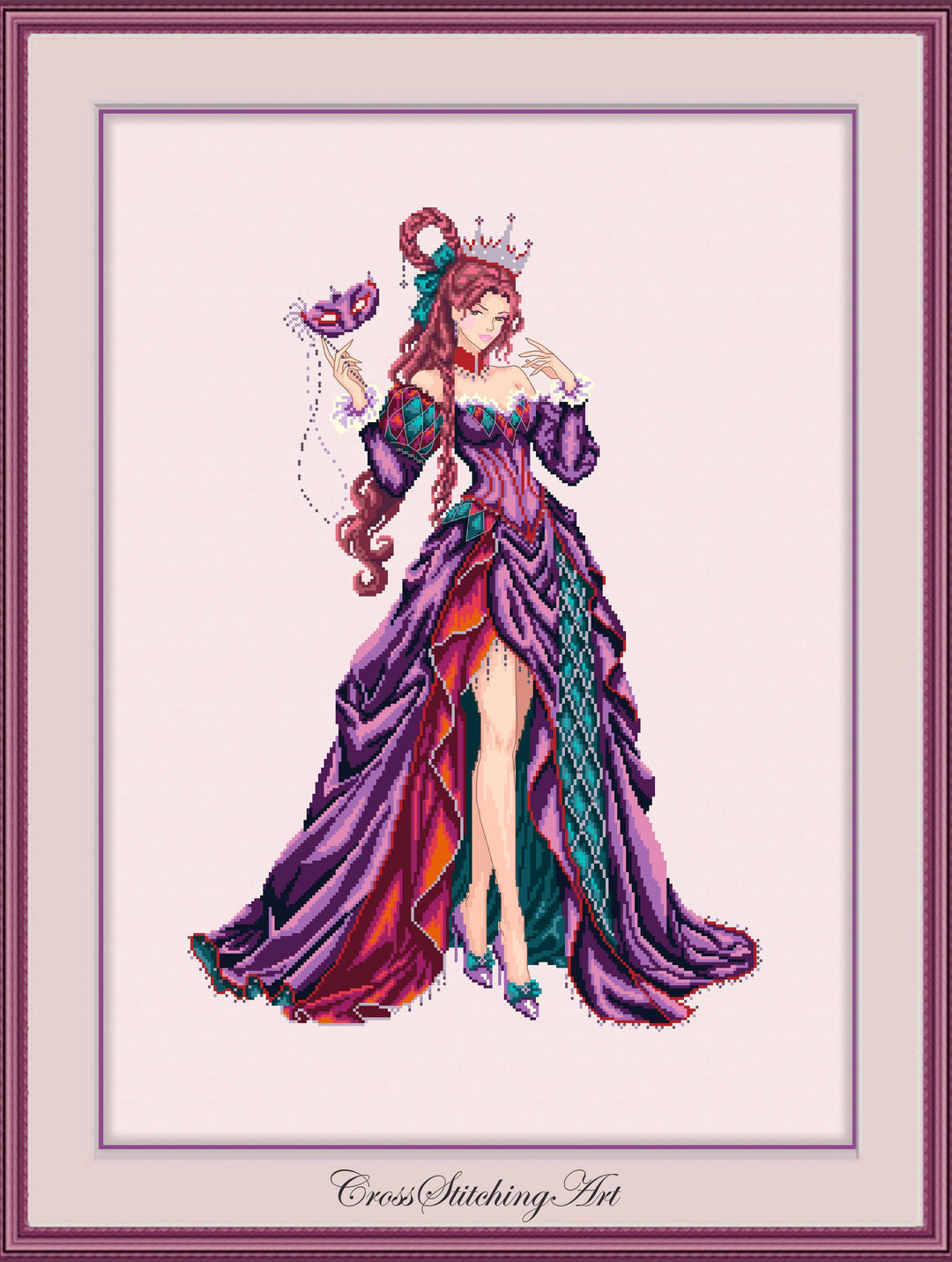 Karolina de Carreau, Queen of Diamonds by Cross stitching art Design
