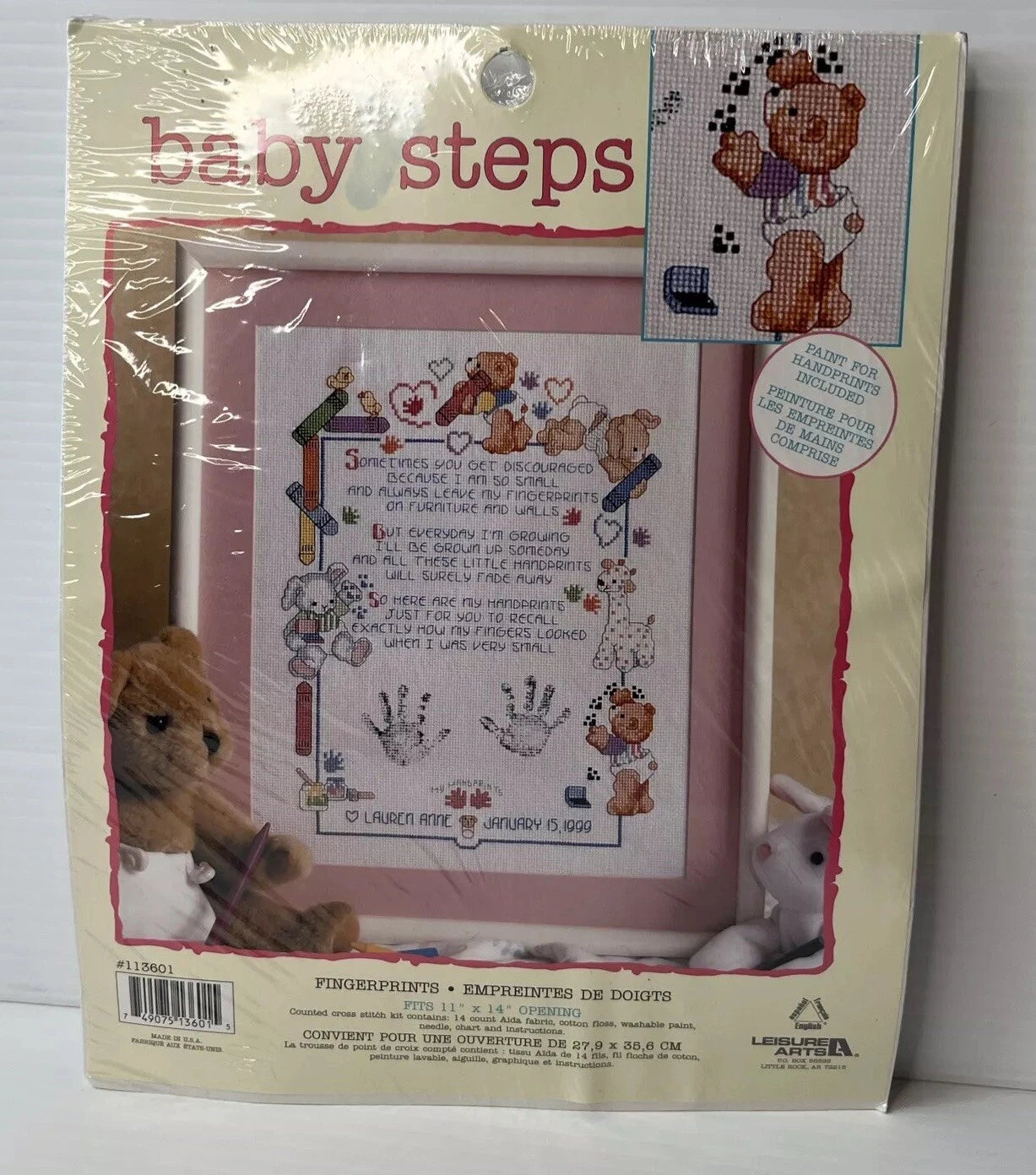 Leisure Arts Baby Steps Fingerprints Counted Cross Stitch