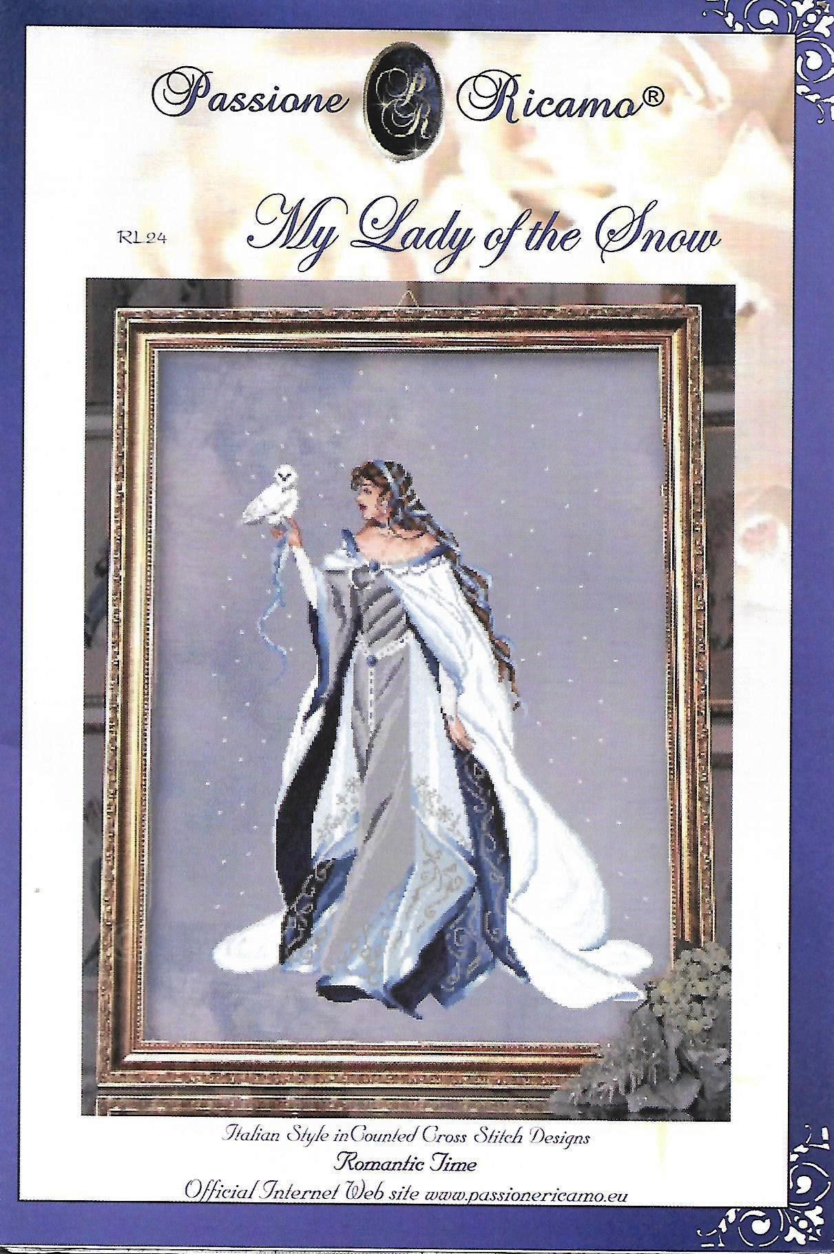 COMPLETE XSTITCH MATERIALS "MY LADY OF THE SNOW with LINEN " by Passione Ricamo
