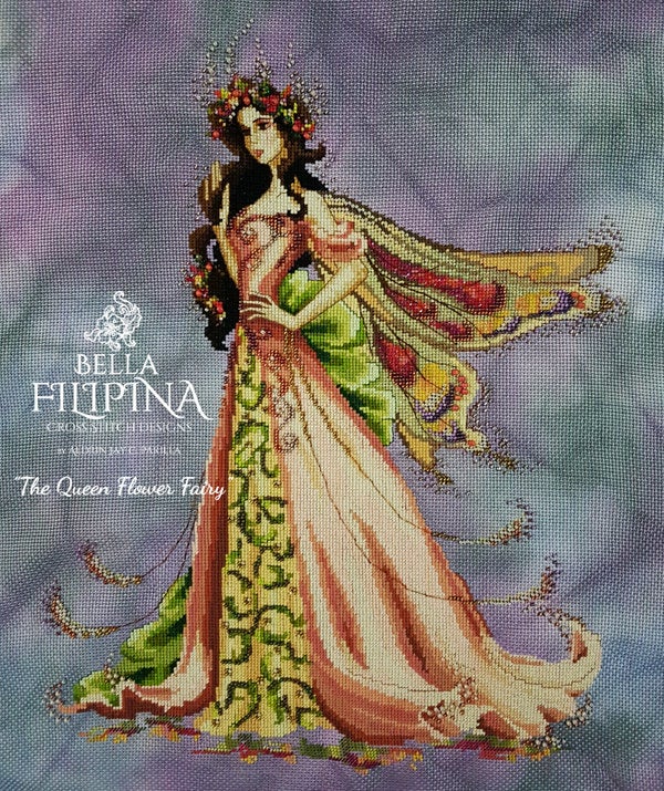 COMPLETE XSTITCH MATERIALS "THE QUEEN FLOWER FAIRY" by BELLA FILIPINA