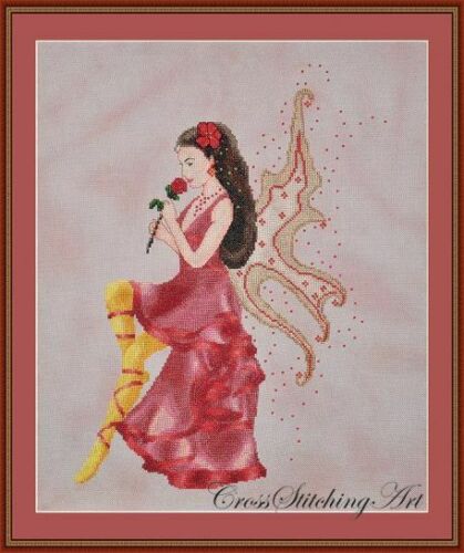 ROSE FAIRY - COMPLETE Xstitch Materials with 16 Count Aida
