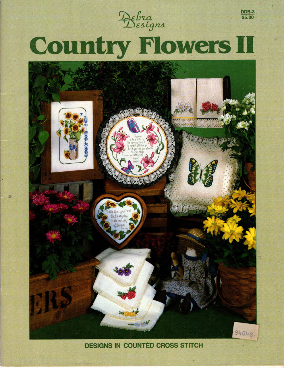 CLEARANCE SALE!! Country Flowers II by Debra Designs (CHART + 80 pcs DMC)