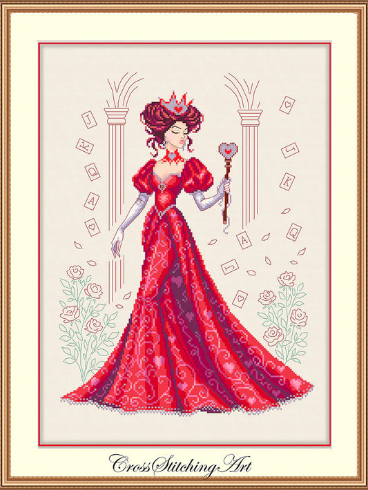 SALE! REINA, QUEEN OF HEARTS by Cross Stitching Art design