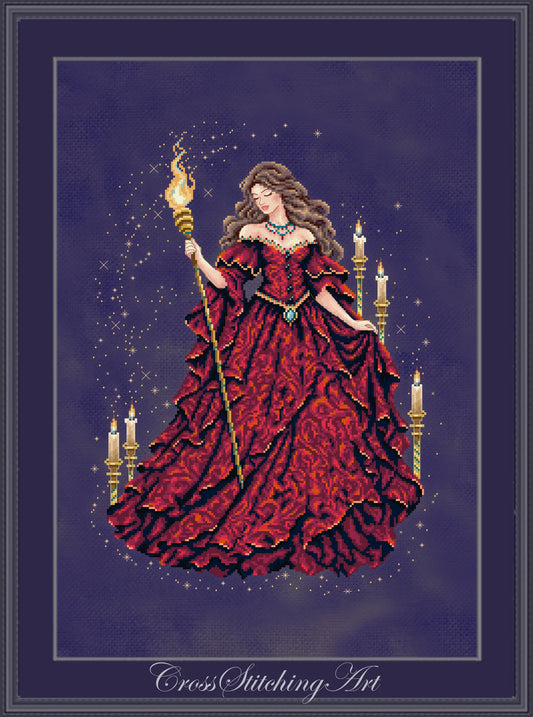 SALE! Rhea, Priestess of Fire by Cross Stitching Art design