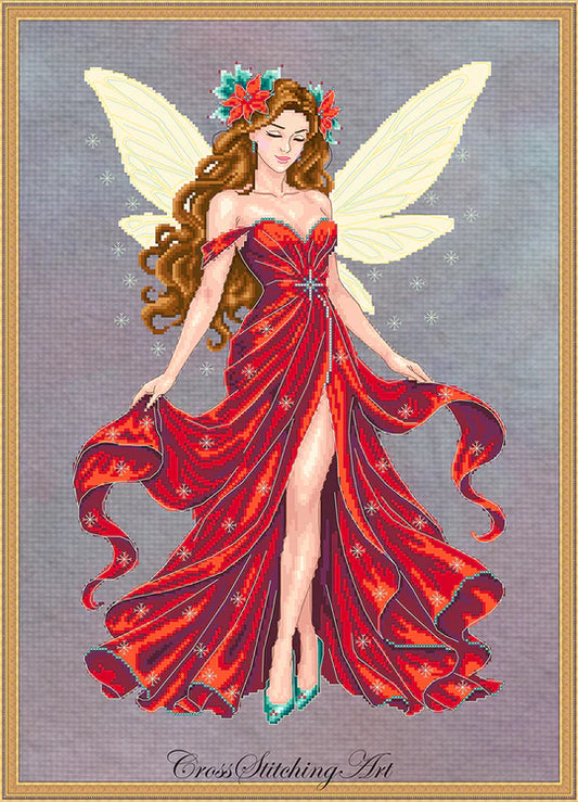 Rosalinne, the Winter Star by Cross stitching Art Design