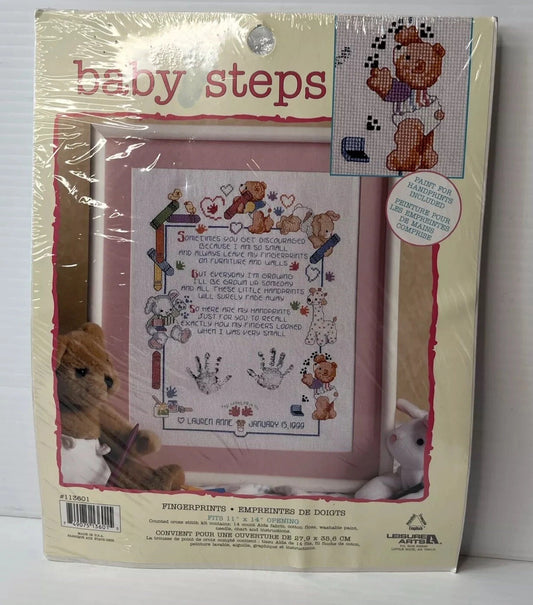 Leisure Arts Baby Steps Fingerprints Counted Cross Stitch