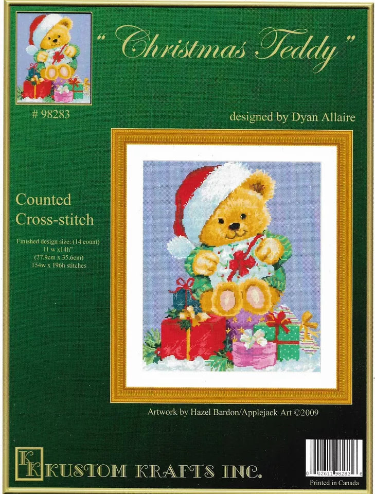 9th DAY of Christmas SALE "CHRISTMAS TEDDY" Complete Counted XStitch Kit