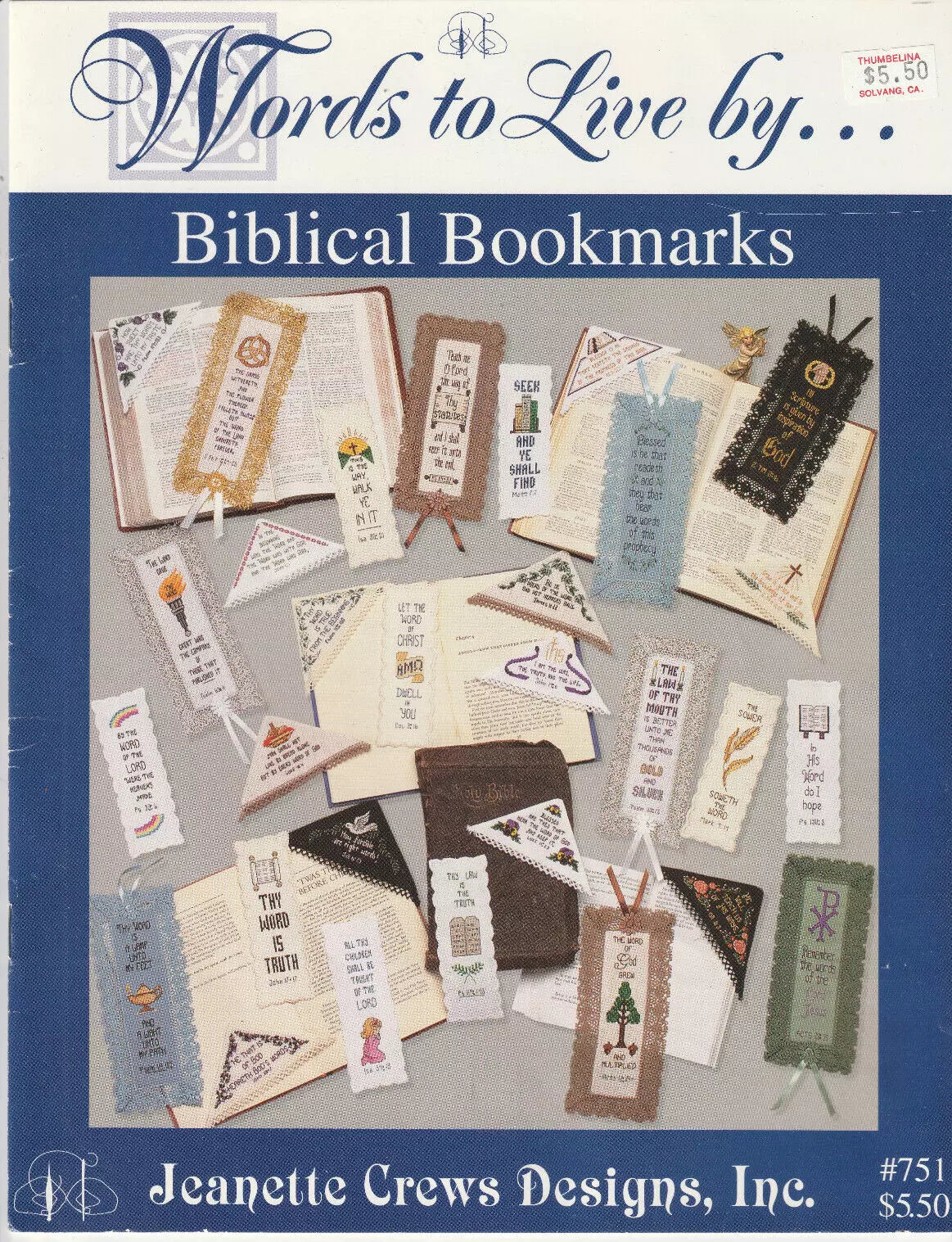 CLEARANCE SALE!! Words to Live by - Biblical bookmarks by Jeanette Crews Designs ( CHART + 80 pcs DMC )