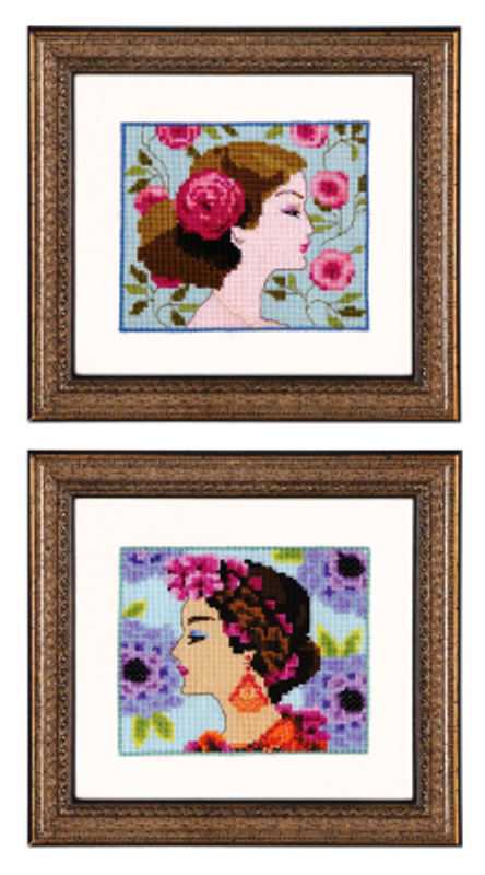 COMPLETE XSTITCH MATERIALS "BELLA ROSE AND BELLA HYDRANGEA" by Nora Corbett