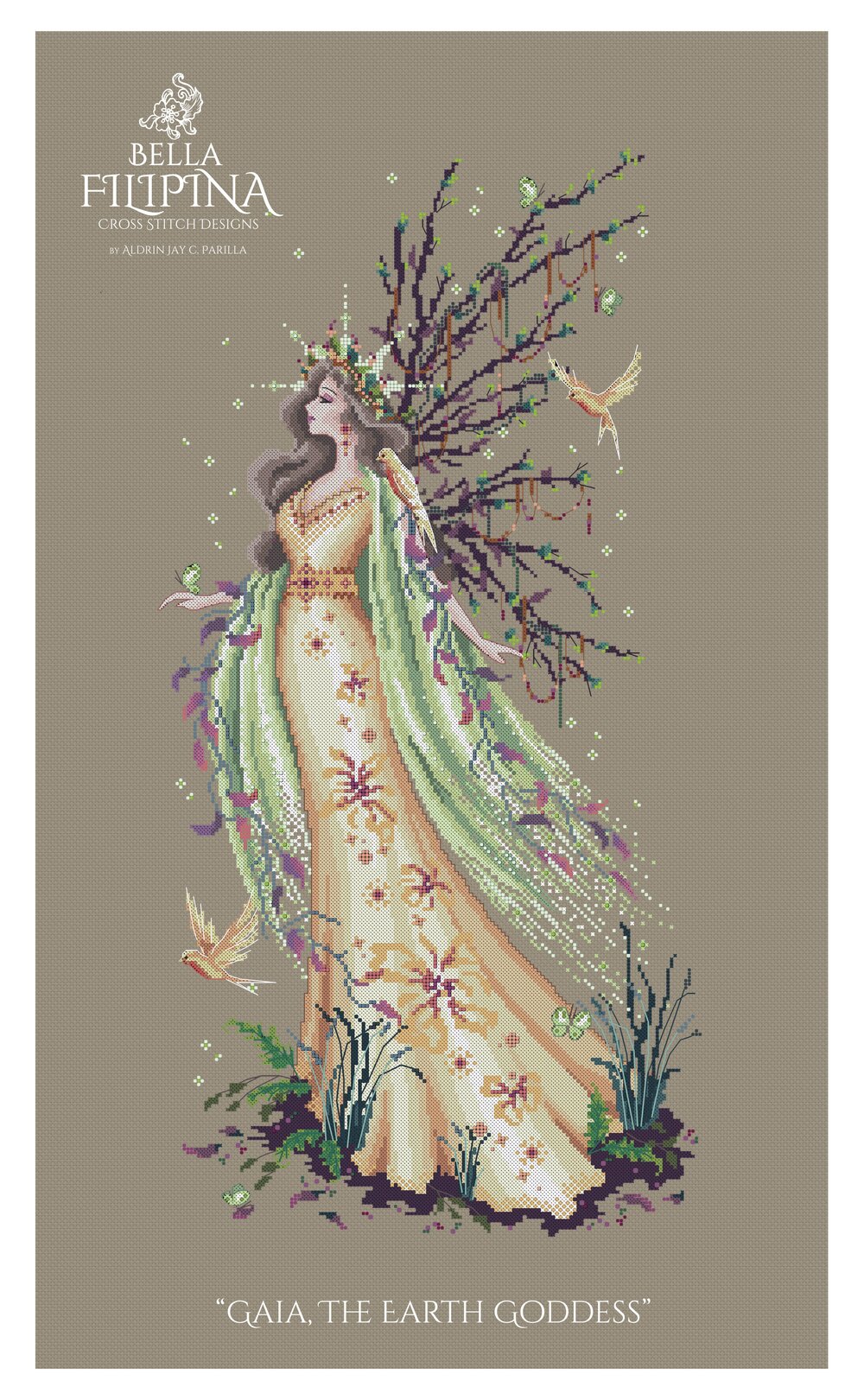 SALE! Comple xstitch Materials "Gaia, the EARTH GODDESS" by Bella Filipina