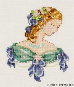 COMPLETE XSTITCH MATERIALS ''NC103 PORTRAIT OF LAUREN IN BLUE'' by NORA CORBETT